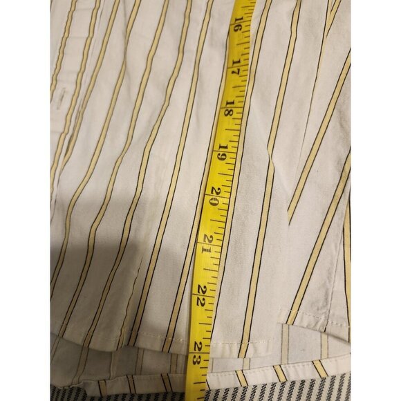 Womens New York Company Yellow Stripe Casual Button Down Blouse Shirt Medium - Picture 7 of 8